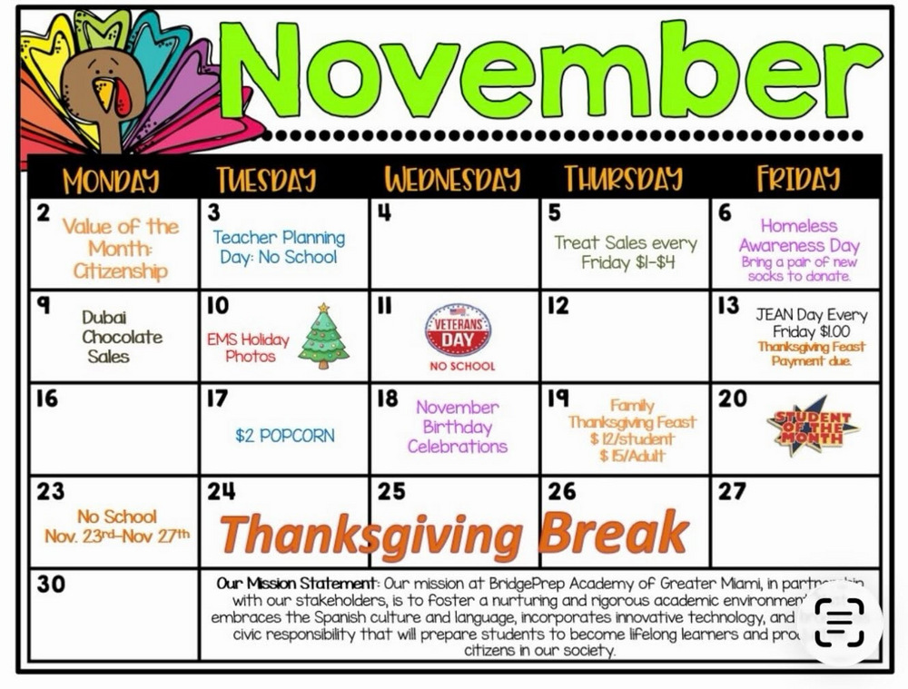 November 2026 activity calendar