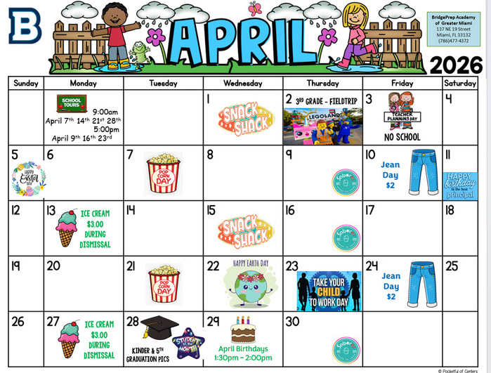 April 2026 Activity Calendar - News and Announcements